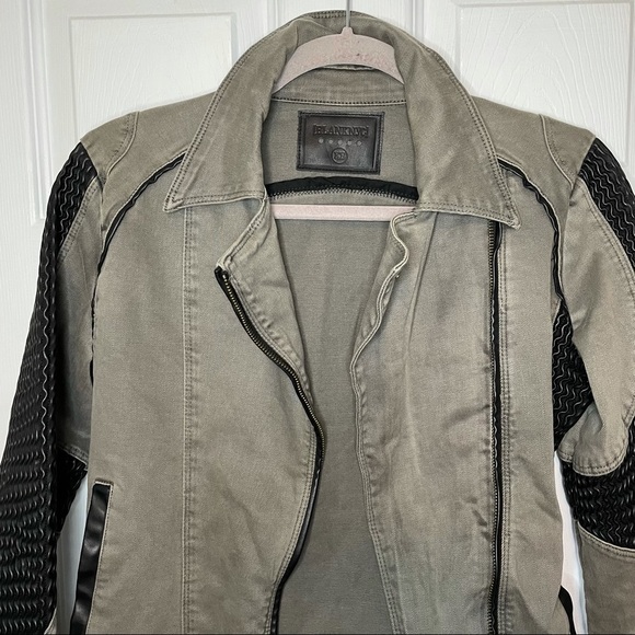 Blank NYC Cargo Moto Biker Jacket with Vegan Leather Panels XS - Picture 2 of 9